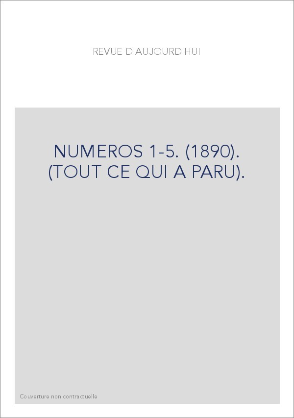 REVUE D'AUJOURD'HUI. (1890).