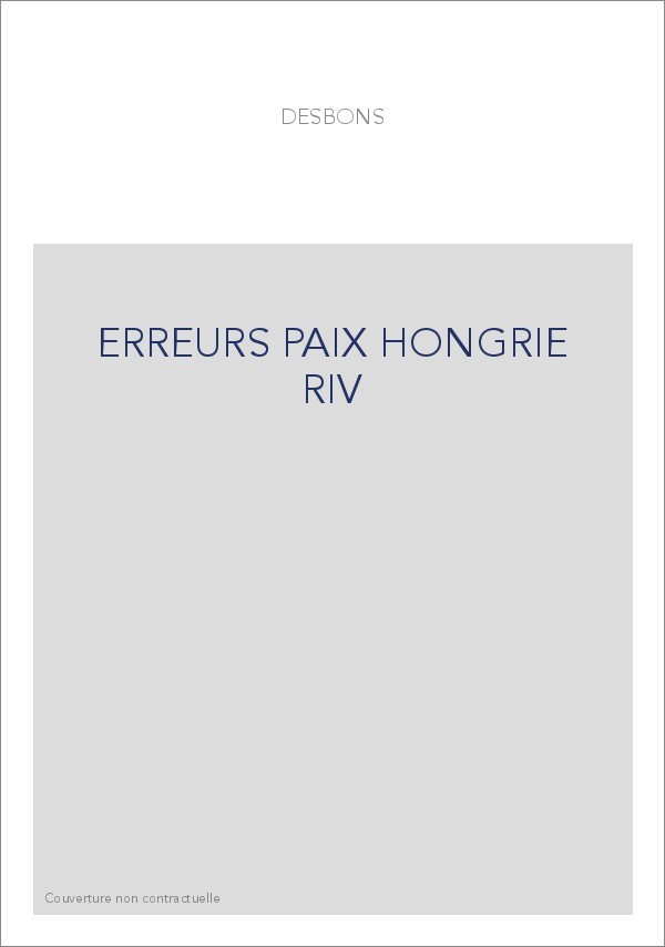ERREURS PAIX HONGRIE RIV