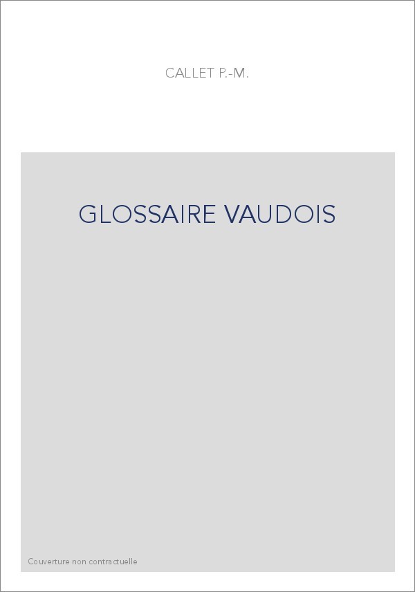 GLOSSAIRE VAUDOIS