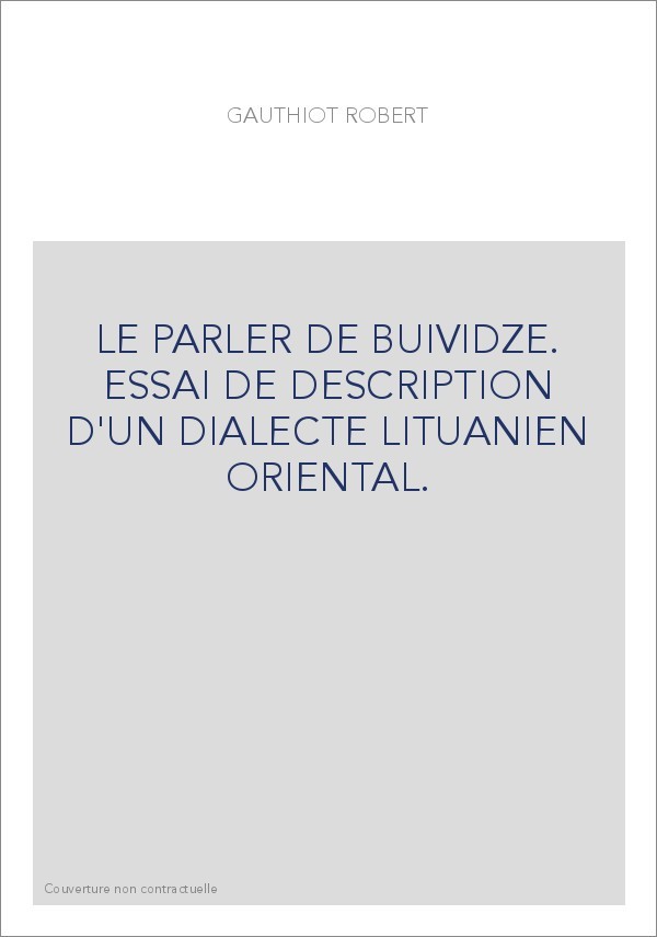 LE PARLER DE BUIVIDZE.