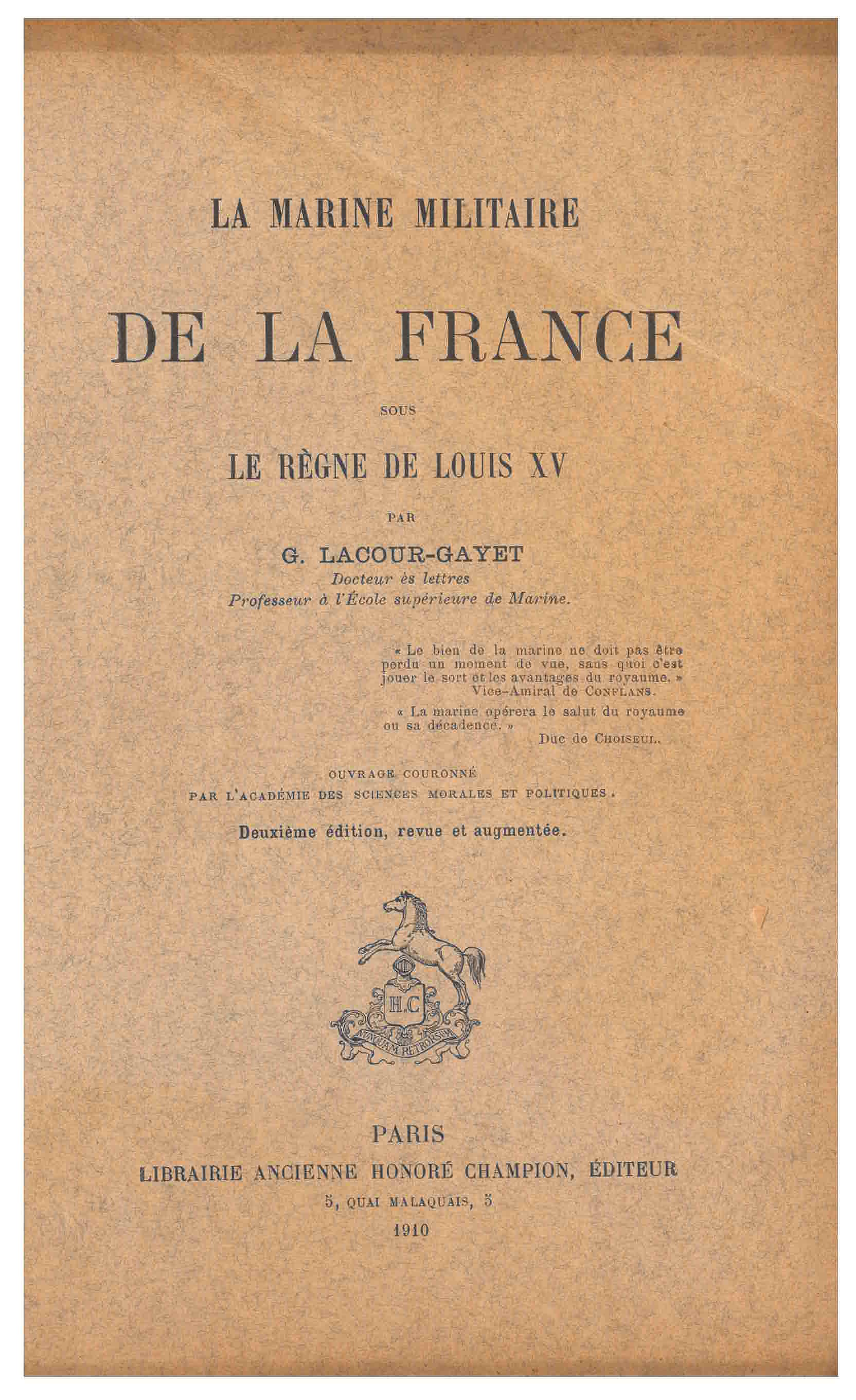 LA MARINE MILITAIRE DE LA FRANCE SOUS LE RÈGNE DE LOUIS XV.