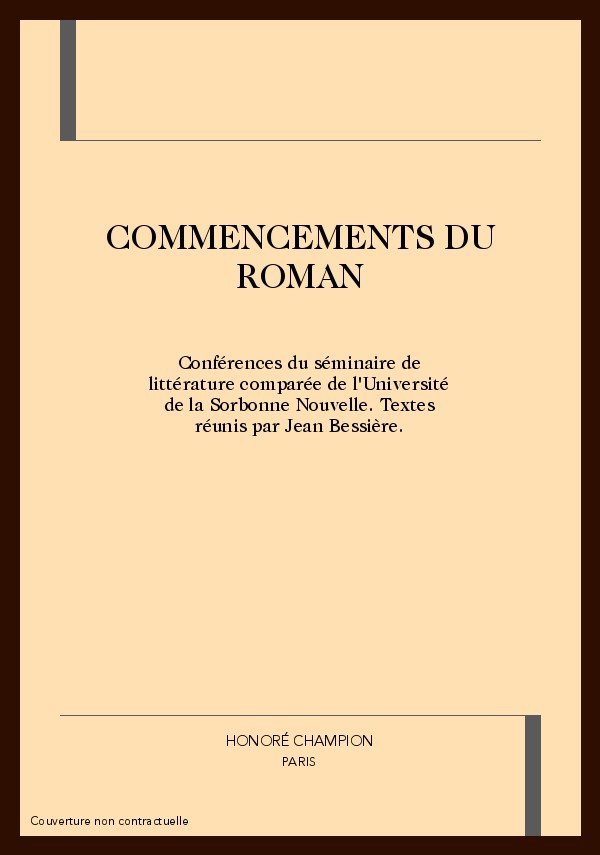 COMMENCEMENTS DU ROMAN
