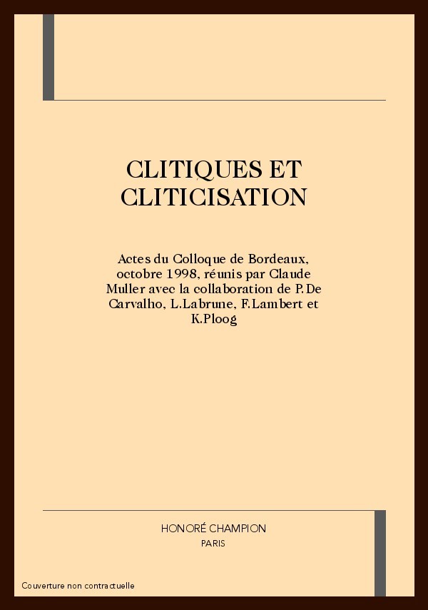 CLITIQUES ET CLITICISATION