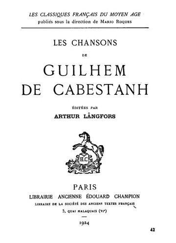 LES CHANSONS. (1924)