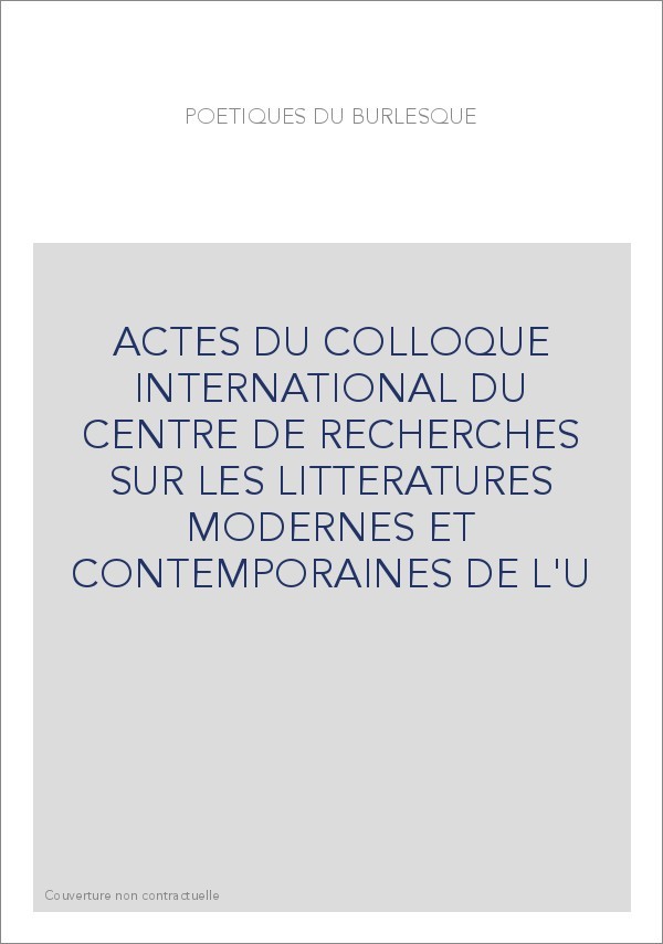 POETIQUES DU BURLESQUE.