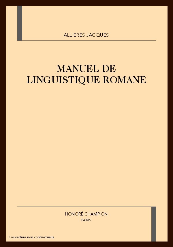 MANUEL DE LINGUISTIQUE ROMANE