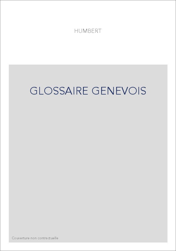 GLOSSAIRE GENEVOIS