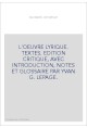 L'OEUVRE LYRIQUE. TEXTES