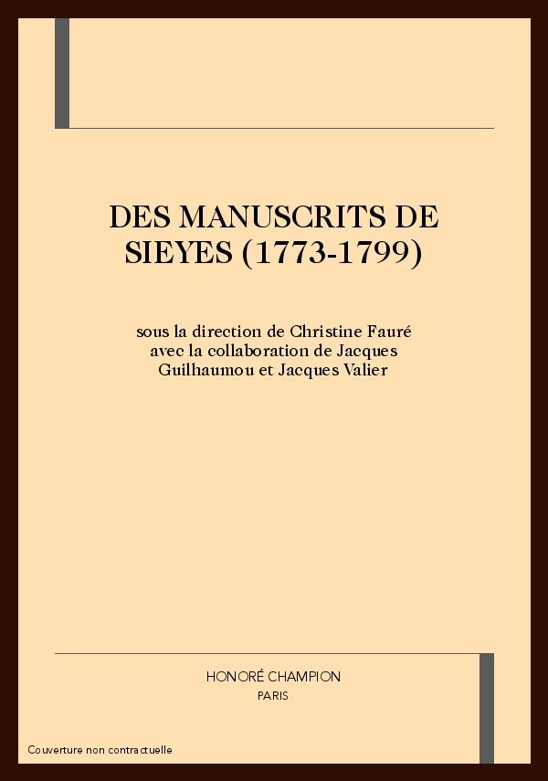 DES MANUSCRITS DE SIEYES (1773-1799)