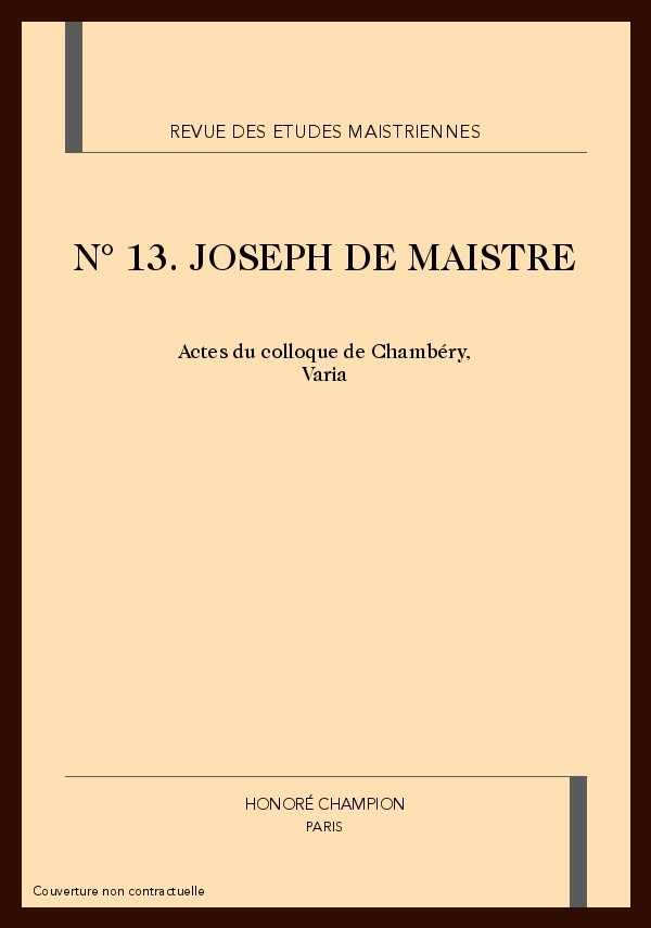 N° 13. JOSEPH DE MAISTRE