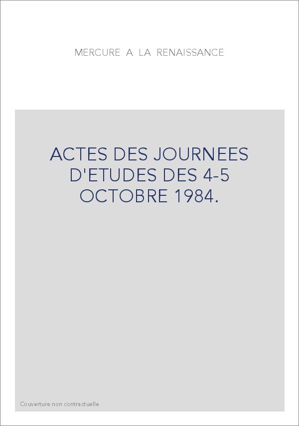 ACTES DES JOURNEES D'ETUDES DES 4-5 OCTOBRE 1984.