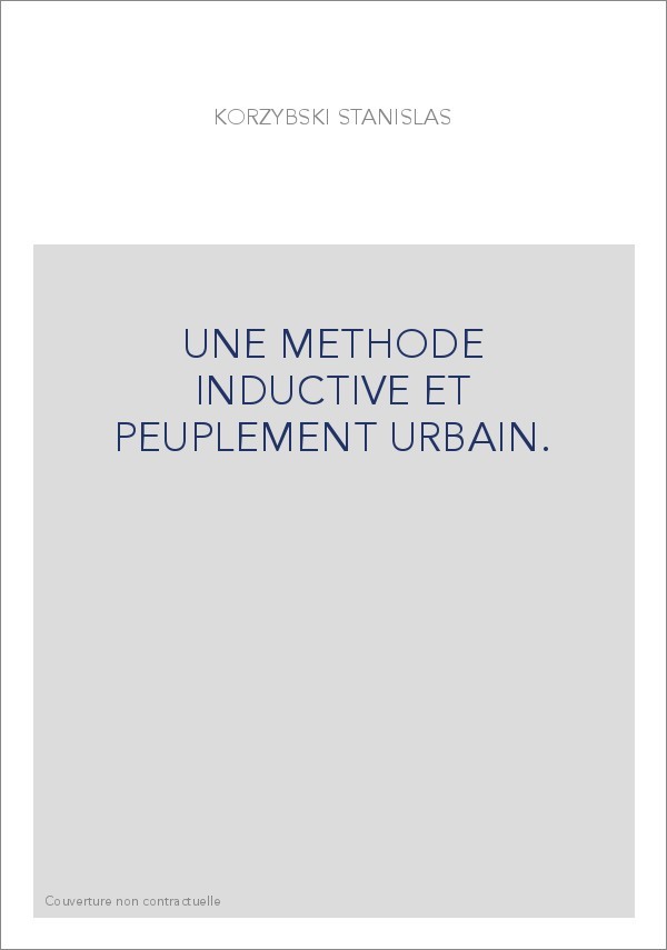 UNE METHODE INDUCTIVE ET PEUPLEMENT URBAIN.