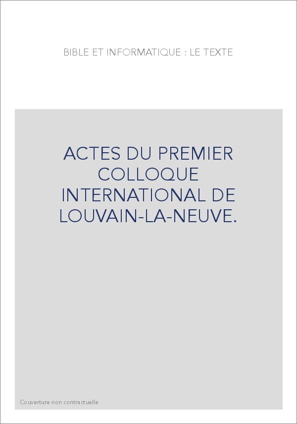 BIBLE ET INFORMATIQUE : LE TEXTE