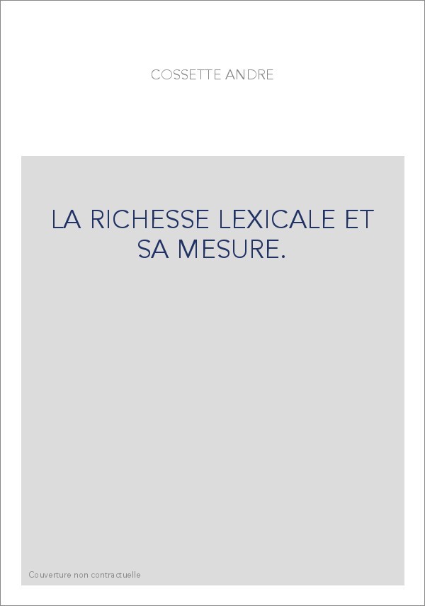 LA RICHESSE LEXICALE ET SA MESURE.