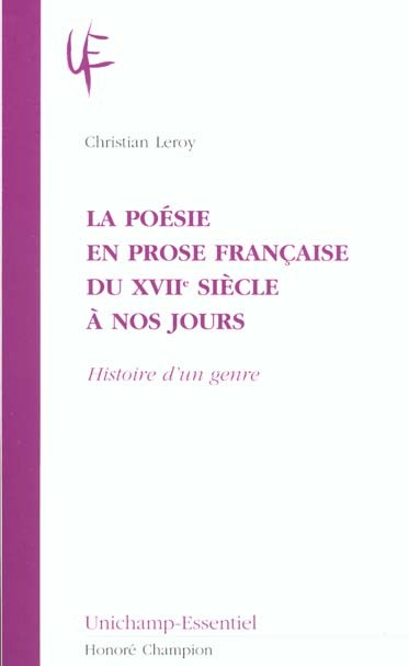 LA POÉSIE EN PROSE FRANCAISE DU XVIIE SIÈCLE À NOS JOURS