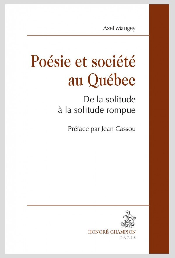 POÉSIE ET SOCIÉTÉ AU QUÉBEC