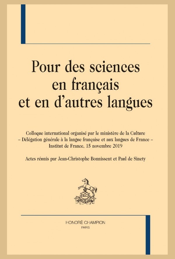 POUR DES SCIENCES EN FRANÇAIS ET EN D'AUTRES LANGUES