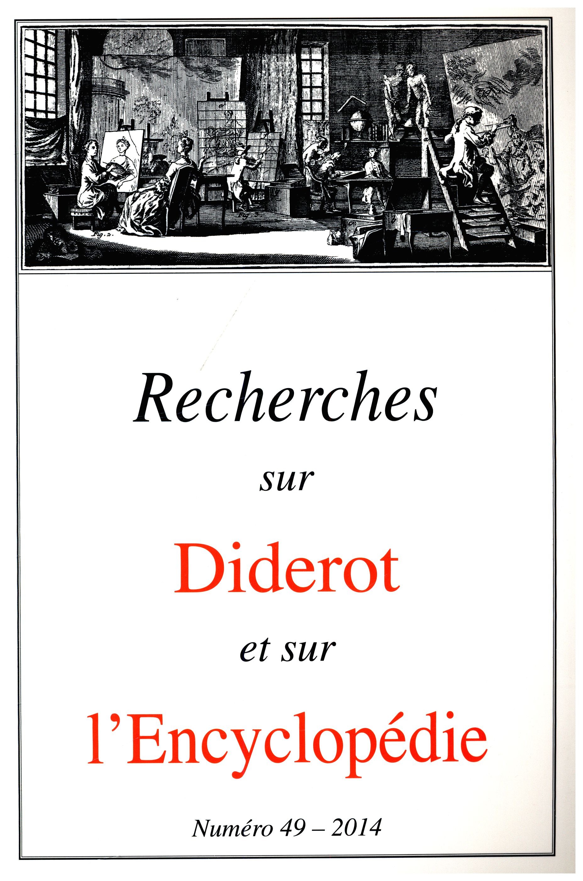 RECHERCHES SUR DIDEROT ET SUR L'ENCYCLOPÉDIE 49 - 2014