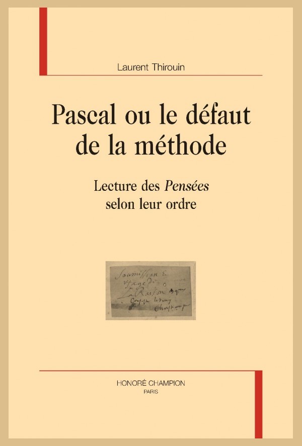 PASCAL OU LE DÉFAUT DE LA MÉTHODE